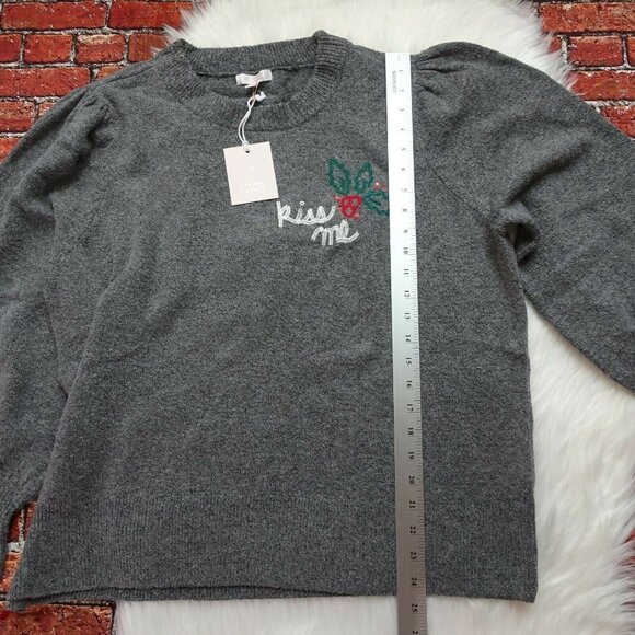 LC Lauren Conrad Women's Sweater KISS Me Ugly Christmas Sweater Gray NWT 2XL - Picture 11 of 12